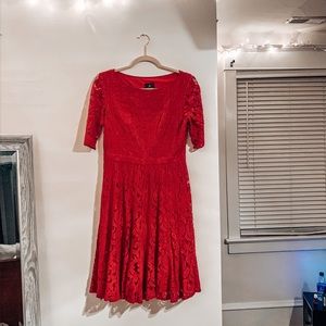 Red lace dress